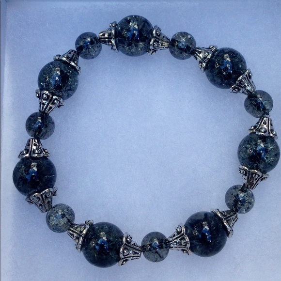 PeaceFrog Jewelry - Black Sparkling Glass Bead Statement Bracelet